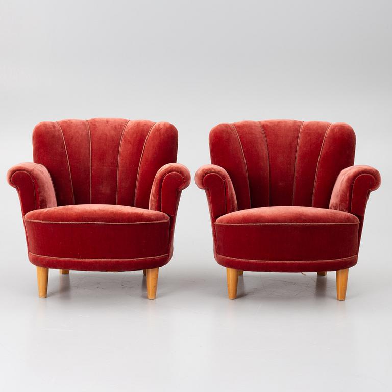 Fåtöljer, ett par, "Swedish Modern", 1940-tal.