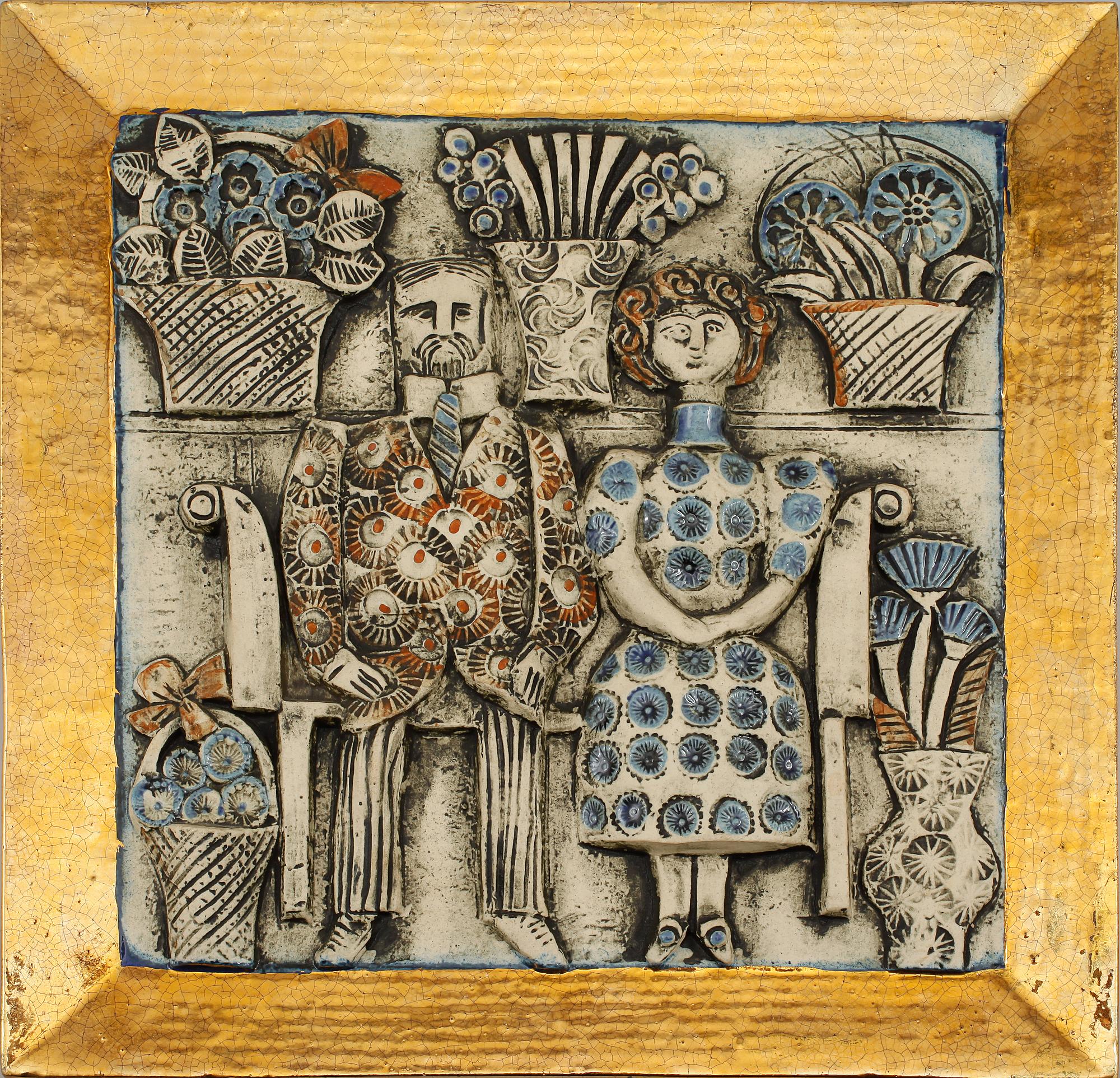 VÄGGRELIEF, stengods, Lisa Larson, Gustavsberg, 1900-talets andra hälft.
