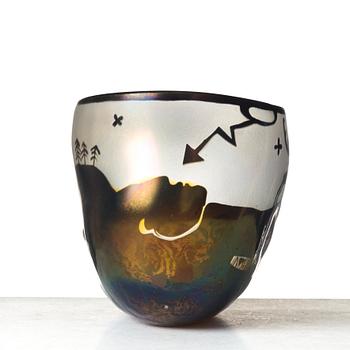 Bertil Vallien, a unique blasted glass bowl, Kosta, Sweden.