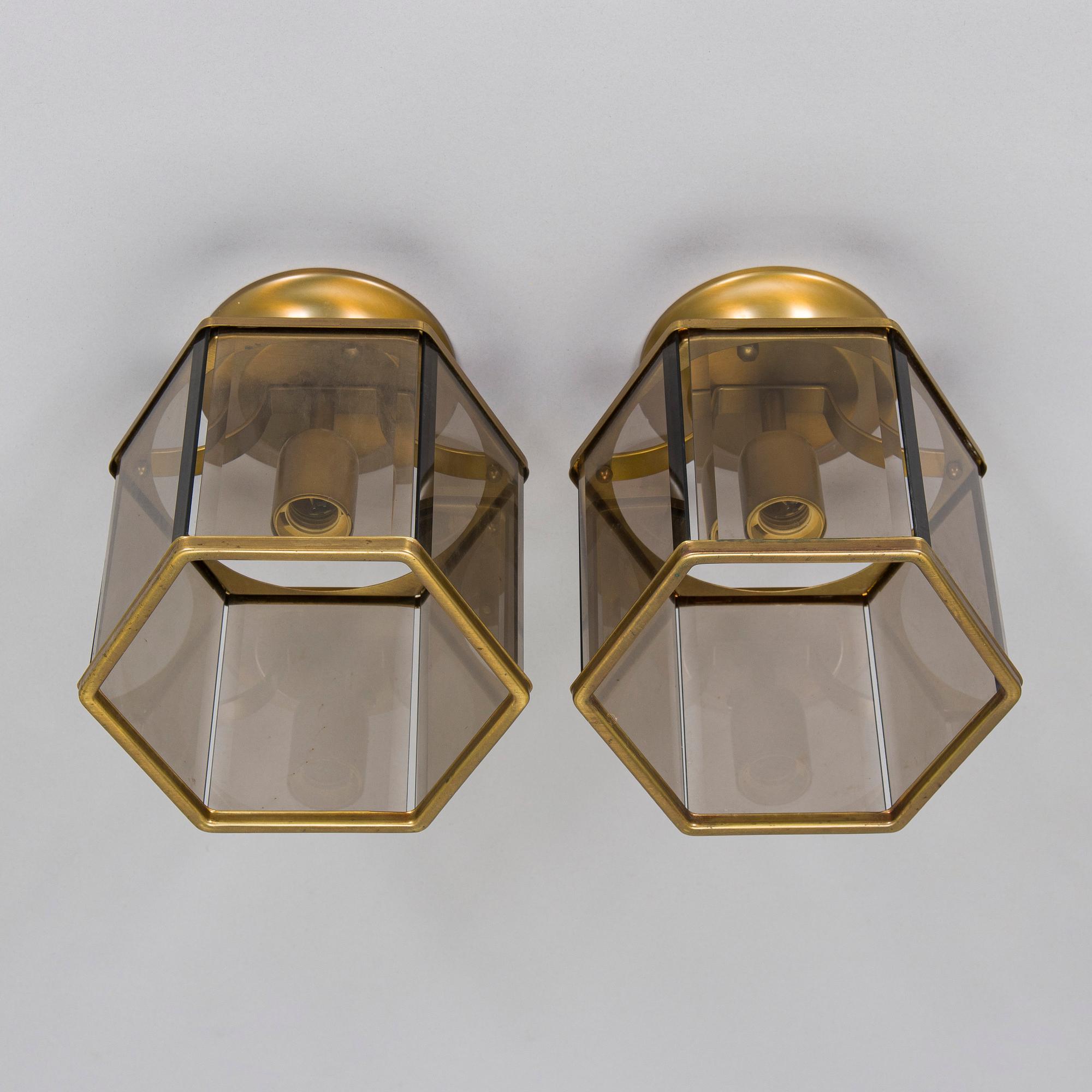 A pair of late 20th century ceiling lamps.