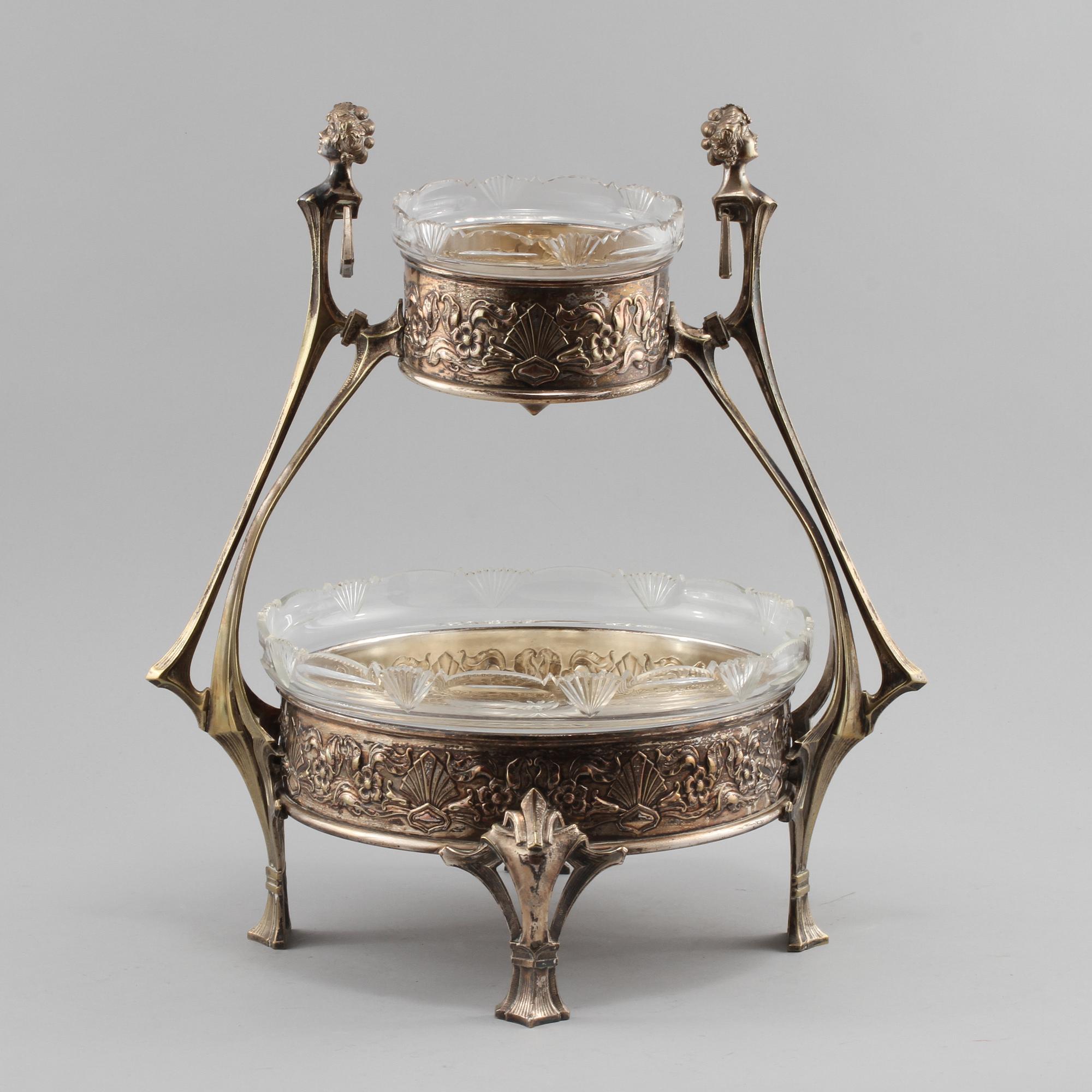 JARDINIERE, nysilver, jugend, 1900-talets första del.