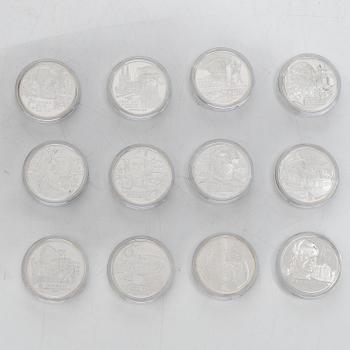 Commemorative coins/jubilee coins, 24 pcs, sterling silver, Kingdom of Sweden, Swedish Mint, Eskilstuna.