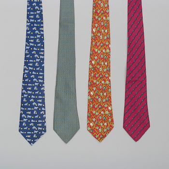 A set of four silk ties by Hermès.