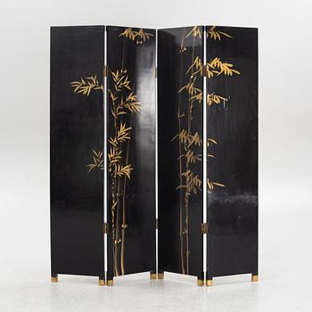 A Chinese lacquer folding screen, 20th century.