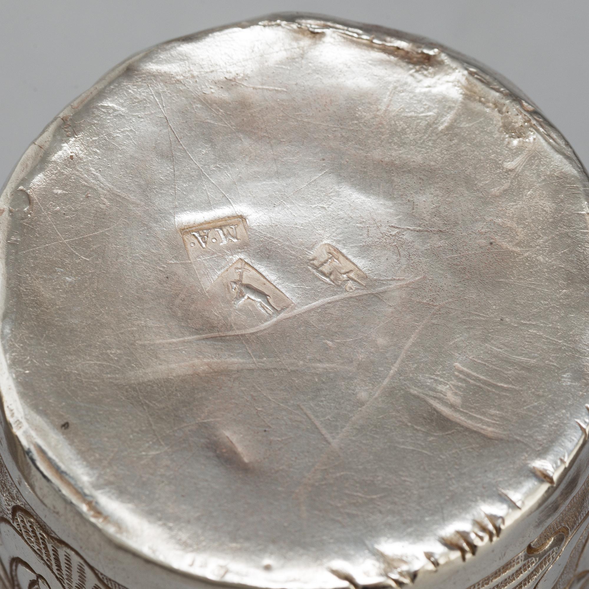 Four Russian 18th century silver beakers.