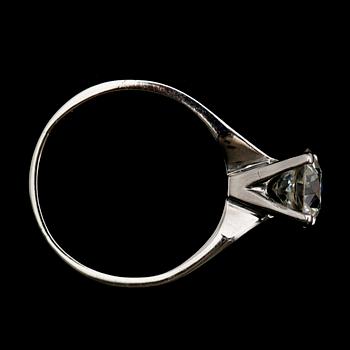 RING, 14 k guld, solitär briljantslipad diamant ca 1.75 ct.