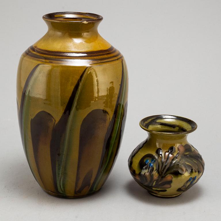 HERMAN AUGUST KÄHLER, eight vases and bowls, ceramics, Denmark, early 20th century.