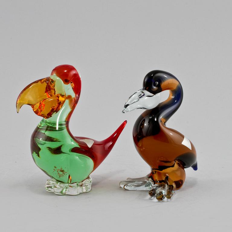 FIGURINER, 2 st, glas, Cimarosti & Pinzan, Murano, Italien, 1900-talets tredje kvartal.