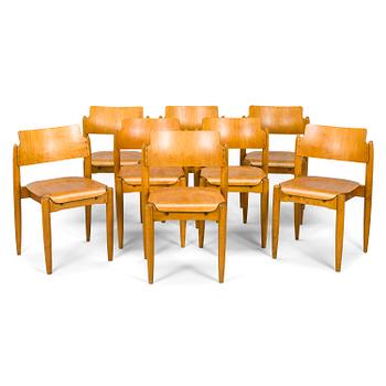 Ilmari Tapiovaara, stolar, 8 st, "Wilman", Wilh. Schauman Fanerfabrik, Jyväskylä, 1940-tal.