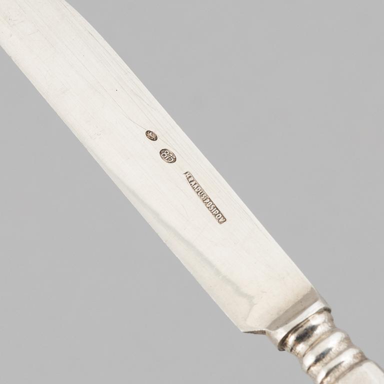 A set of six silver cheese knives, mark of H Raadus & P Osipov, Tallinn, Estonia circa 1930.