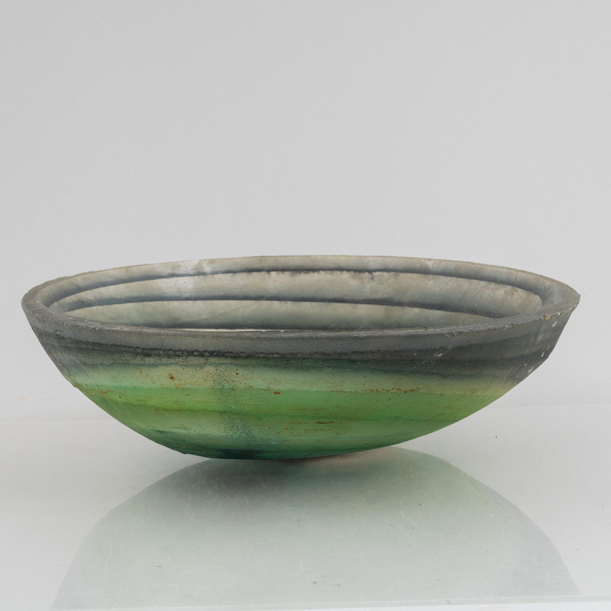 Siv Lagerström, bowl, larger model, acrylic plastic, green-tinted.
