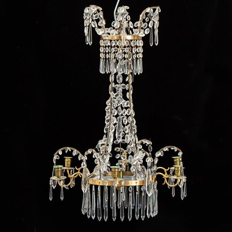 A composite chandelier of older parts.
