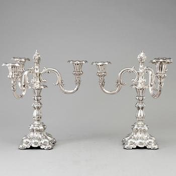 A pair of silver candelabras from CG Hallberg, Stockholm 1935.