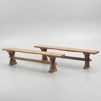 Benches, a pair,