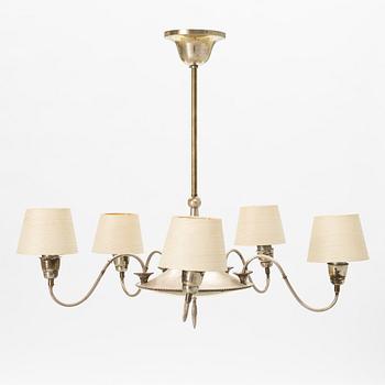 Elis Bergh, attributed, ceiling lamp, nickel silver, Swedish Grace, CG Hallberg, 1920s-30s.