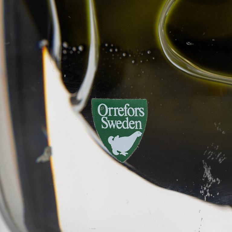 Ingeborg Lundin, Vase, glass, Ariel, "Faces", Orrefors, second half of the 20th century.