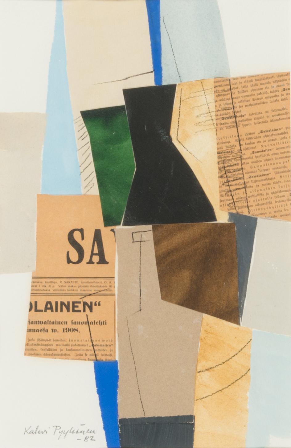 Kalevi Pyykönen, a set of three collages,  signed and dated -82.