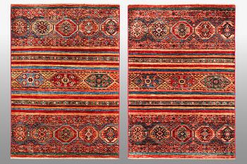 A pair of rugs, Khorjin, ca 128 x 82 cm & ca 123 x 84 cm.