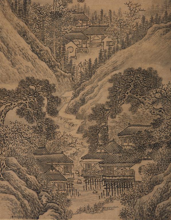 A Chinese scroll painting, attributed to Liu Du (17th century).
