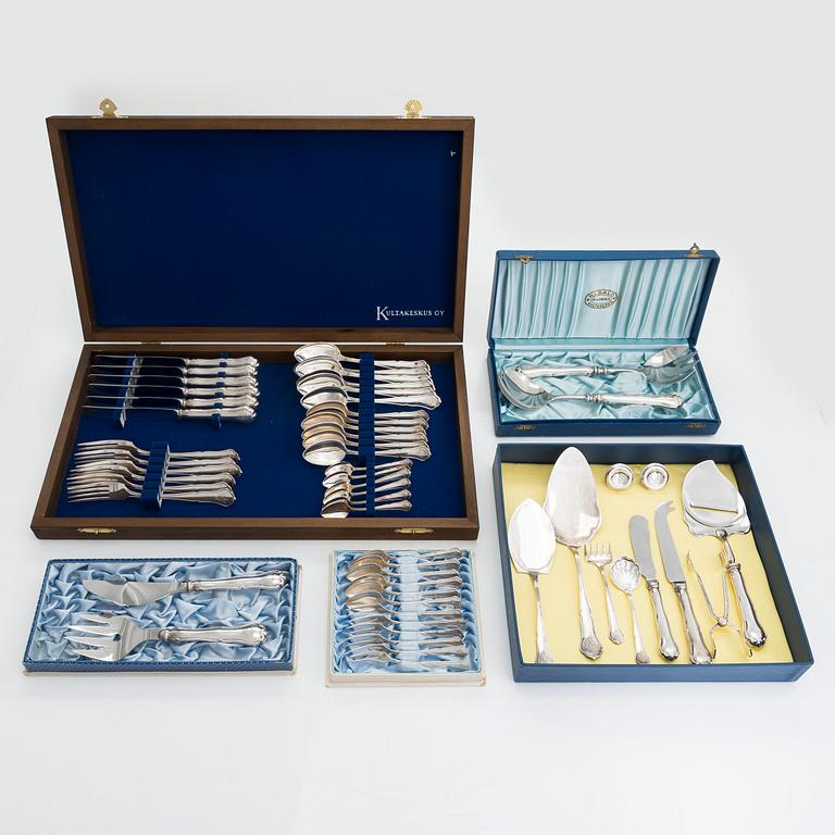 A 56-piece set of 'Chippendale' silver cutlery,  Auran Kultaseppä, Turku and Kultakeskus Hämeenlinna 1975-82.