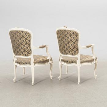 Karmstolar ett par Rokoko-stil 1900-talets andra hälft.