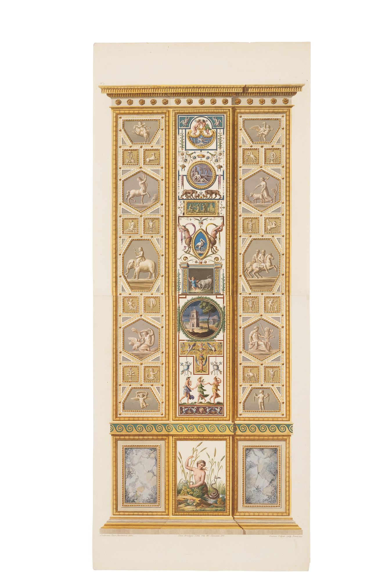 Giovanni Volpato, Six wall sections / pilasters in the Raphael Loggias in the Vatican.