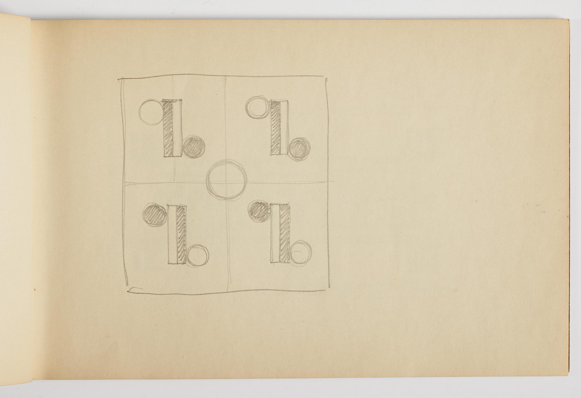 GÖSTA ADRIAN-NILSSON, skissblock, 1920/30-tal, av konstnären egenhändigt inskriberad GAN med blå färgpenna på pärmen.