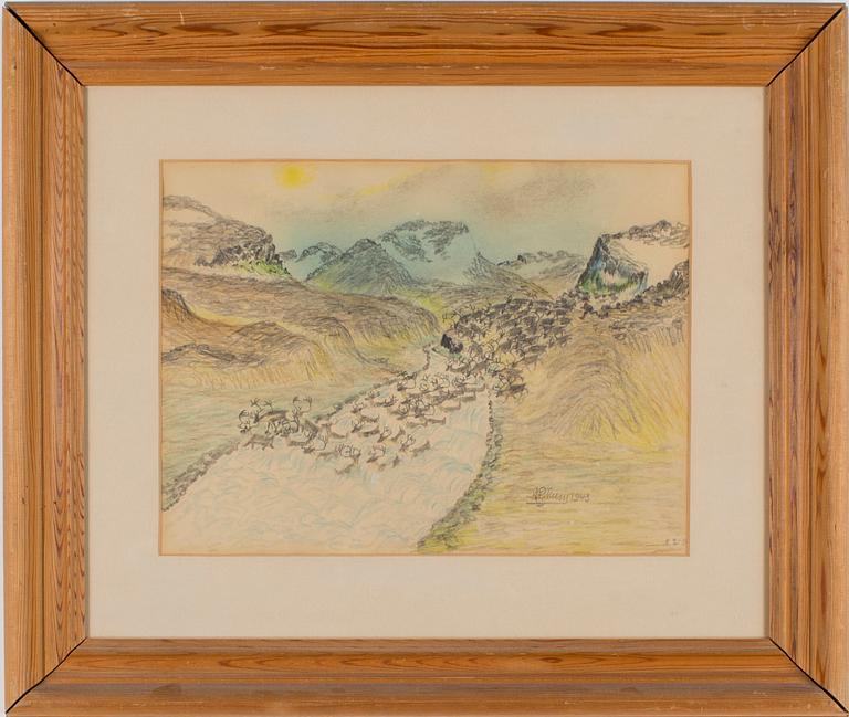 NILS NILSSON SKUM, blandteknik, signerad och daterad 1943.