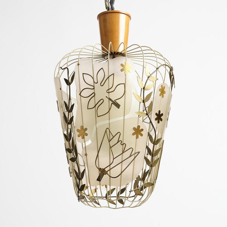 Hans Bergström, a rare ceiling lamp model "5A", ateljé Lyktan, Åhus, 1940s.