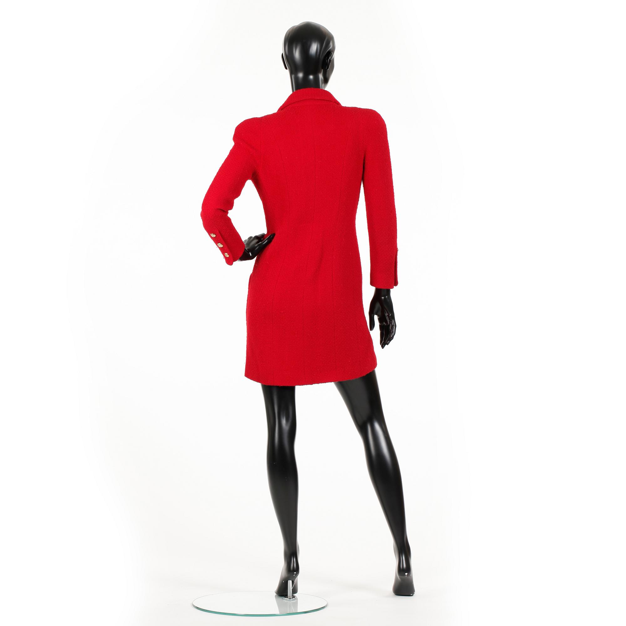 CHANEL, a red "Chanel bouclé" coat.