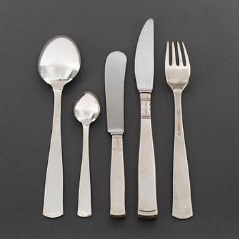 JACOB ÄNGMAN, 39 psc silver cutlery, 'Rosenholm', GAB, some Stockholm 1965.