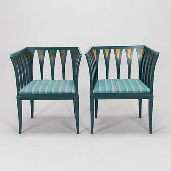 Eliel Saarinen, furniture, 5 pieces, "Blue suite" for Adelta, Finland 1980s.