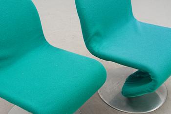 STOLAR, 2 st, Verner Panton för Fritz Hansen, "System 1-2-3". 1970-talets mitt.