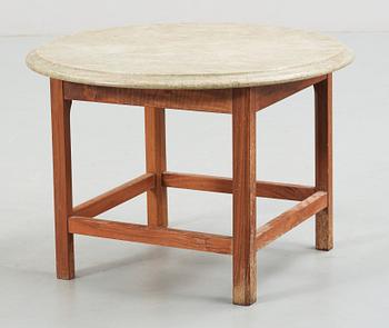 A Josef Frank marble top sofa table with a walnut base, Svenskt Tenn, model 552.