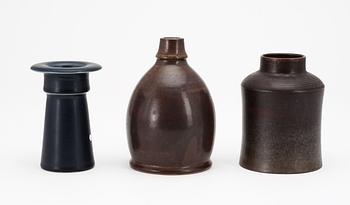 A set of three Erich and Ingrid Triller stoneware vases, Tobo.