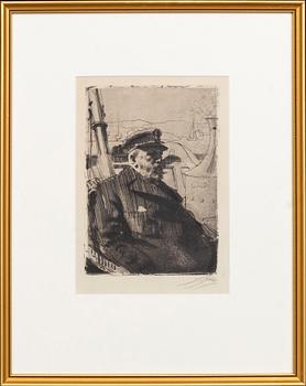 Anders Zorn, a signed etching from 1898.