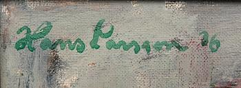 Hans Larsson, Stilleben med blommor i blå vas.