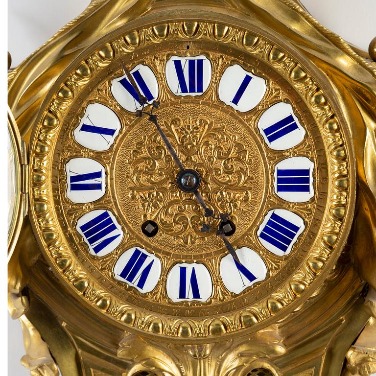 A French bronze wall clock, second half of the 19th century.