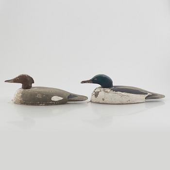 A pair of wood duck decoys, 20th century.