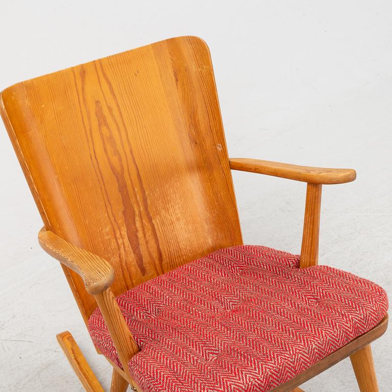 Göran Malmvall, a pine rocking chair, Svensk Fur, mid 20th Century.