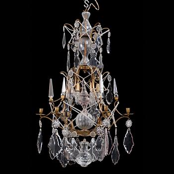 78. A Swedish Rococo 18th century six-light chandelier.