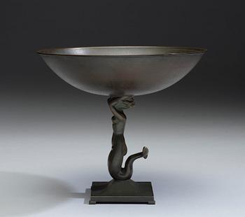 SKÅL PÅ FOT, patinerat brons, Ystad Brons. 1900-tal.