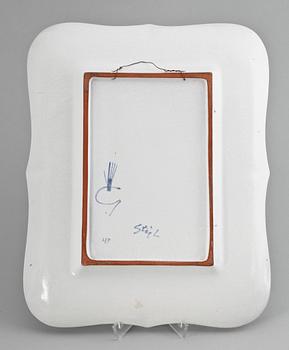 A Stig Lindberg faience dish, Gustavsberg studio 1947.