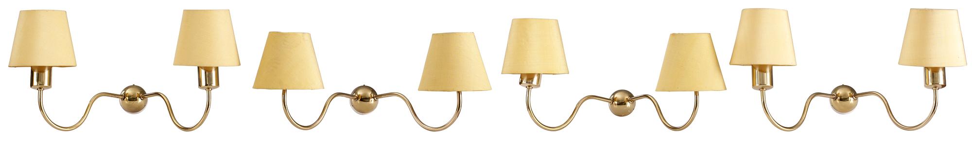 A set of 4 Josef Frank brass wall lamps, Svenskt Tenn, model 2435.