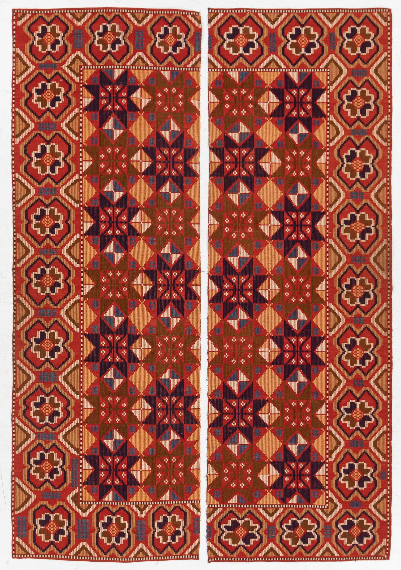 Textile, plain weave, 2 lengths, first half of the 20th century. 195 x 60 each.