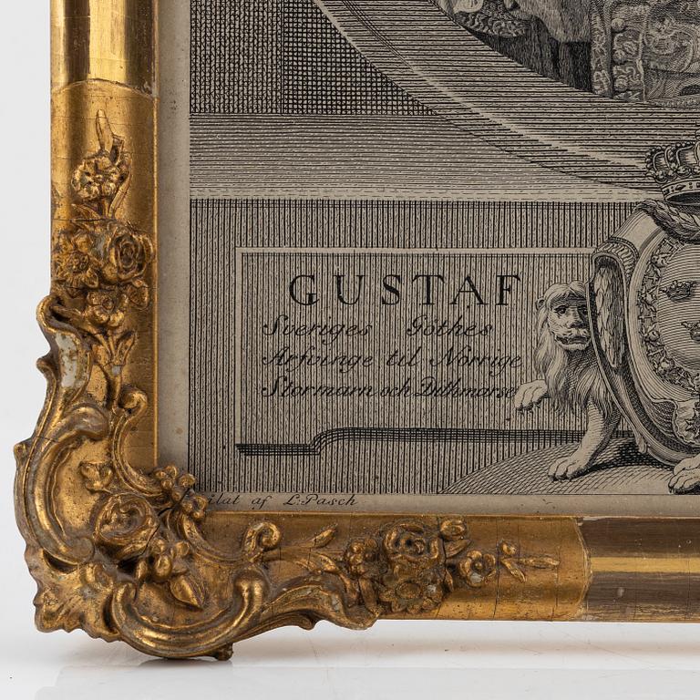 Lorens Pasch d y, after, engravings a pair, engraved by Jacob Gillberg (1724-1793) 1774.