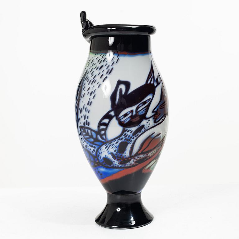 Ulrica Hydman-Vallien, a unique graal glass vase, Kosta Boda.