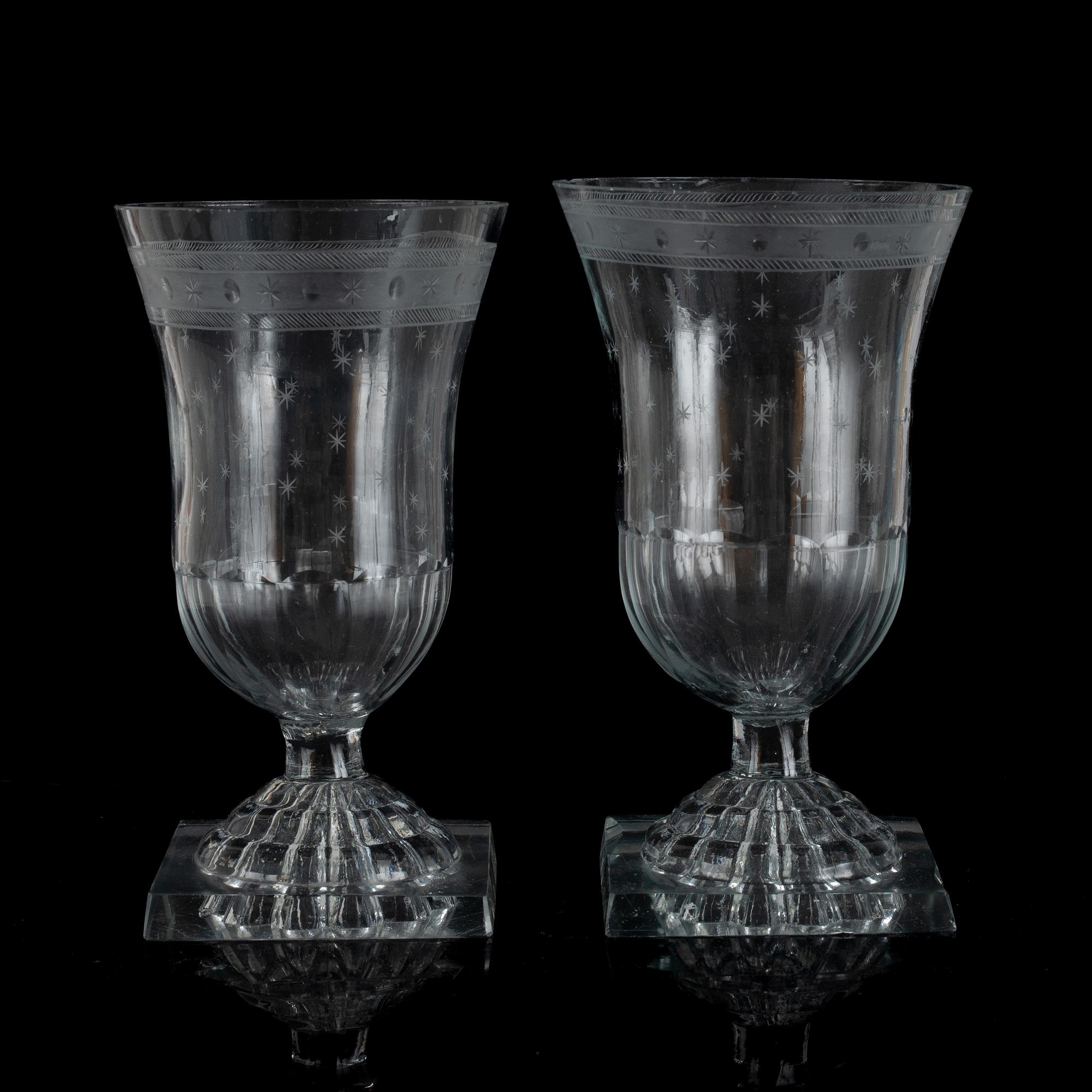 Glas, 14 st, sengustavianska, tidigt 1800-tal.