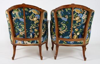 BERGÈRER, ett par, Louis XV-stil.