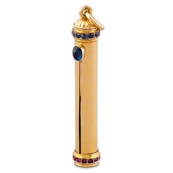 104. A PEN, sapphires, rubies, 14K (56) gold. Russia 1899-1908.